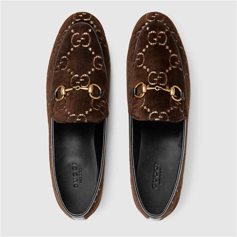 gucci brown jordaan gg velvet loafers|Gucci jordaan loafer sale.